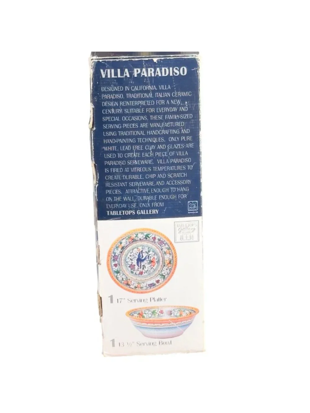 TABLETOPS Gallery Hand Painted Villa Paradiso Decorative Bowl & Plate Set